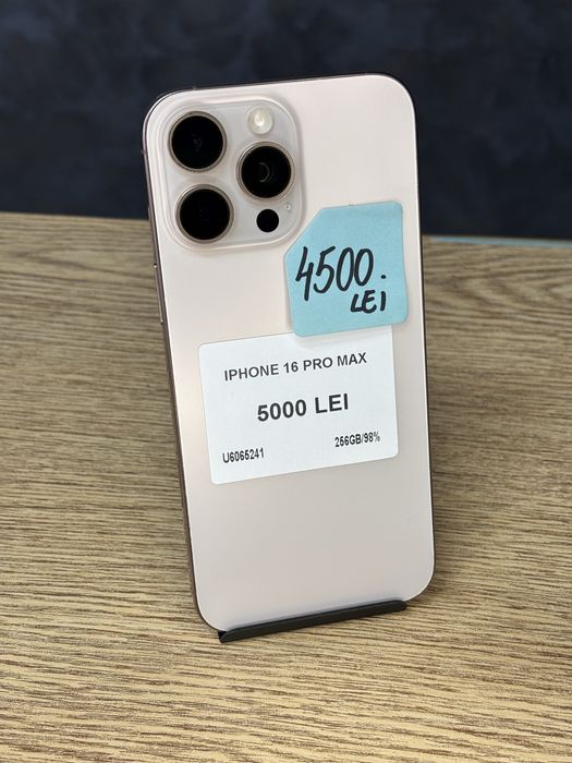 iPhone 16 Pro Max, memorie internă 256GB, sănătate baterie 98%