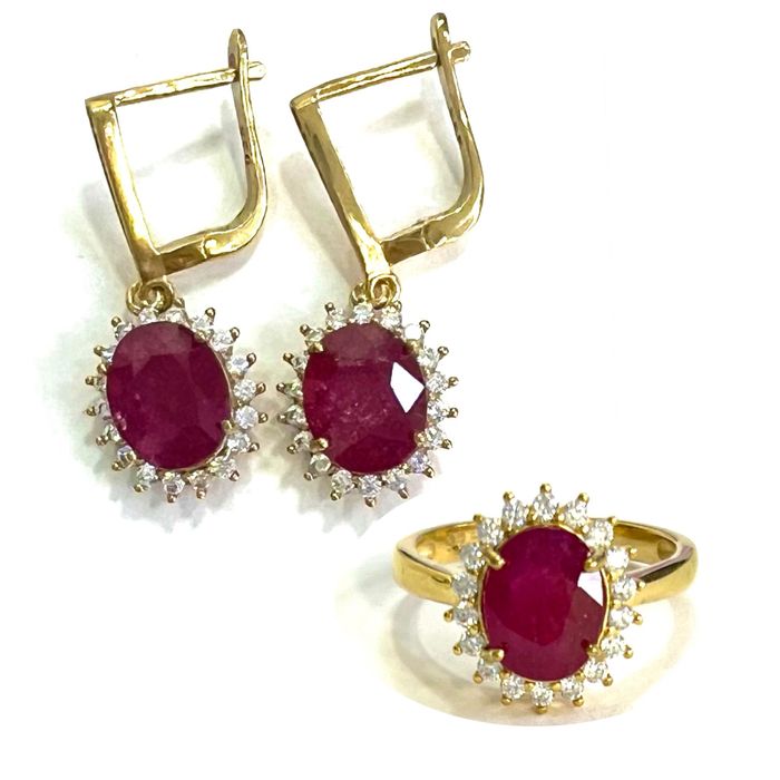 Комплект с натуральными Рубинами 9 мм