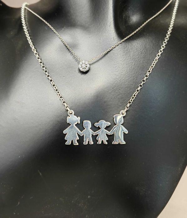 Сребърно колие, семейно колие, колие за подарък, подарък за майка