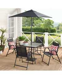 Градински комплект 4 стола, маса и чадър