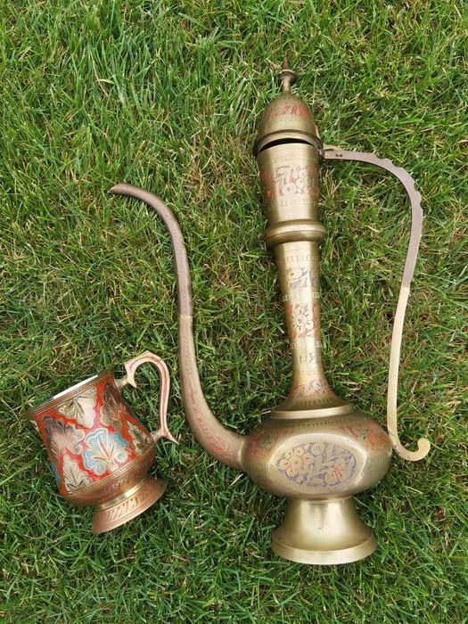 Ceainic bronz și cană bronz/inox INDIA