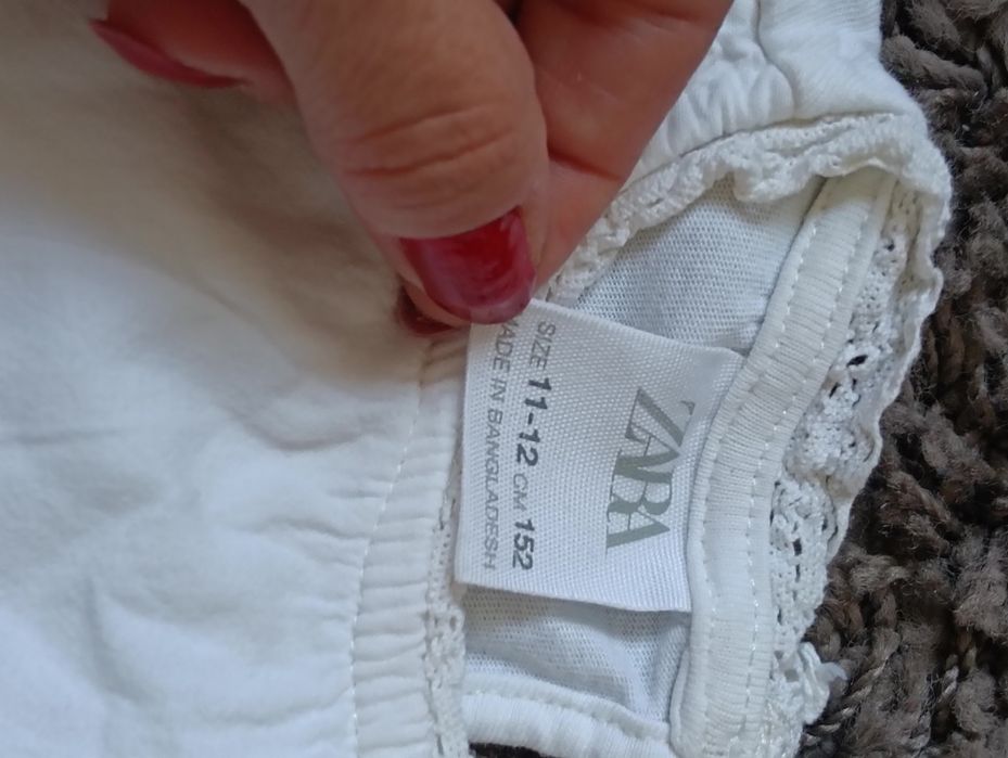 Bluză albă cu dantelă Zara 152 cm