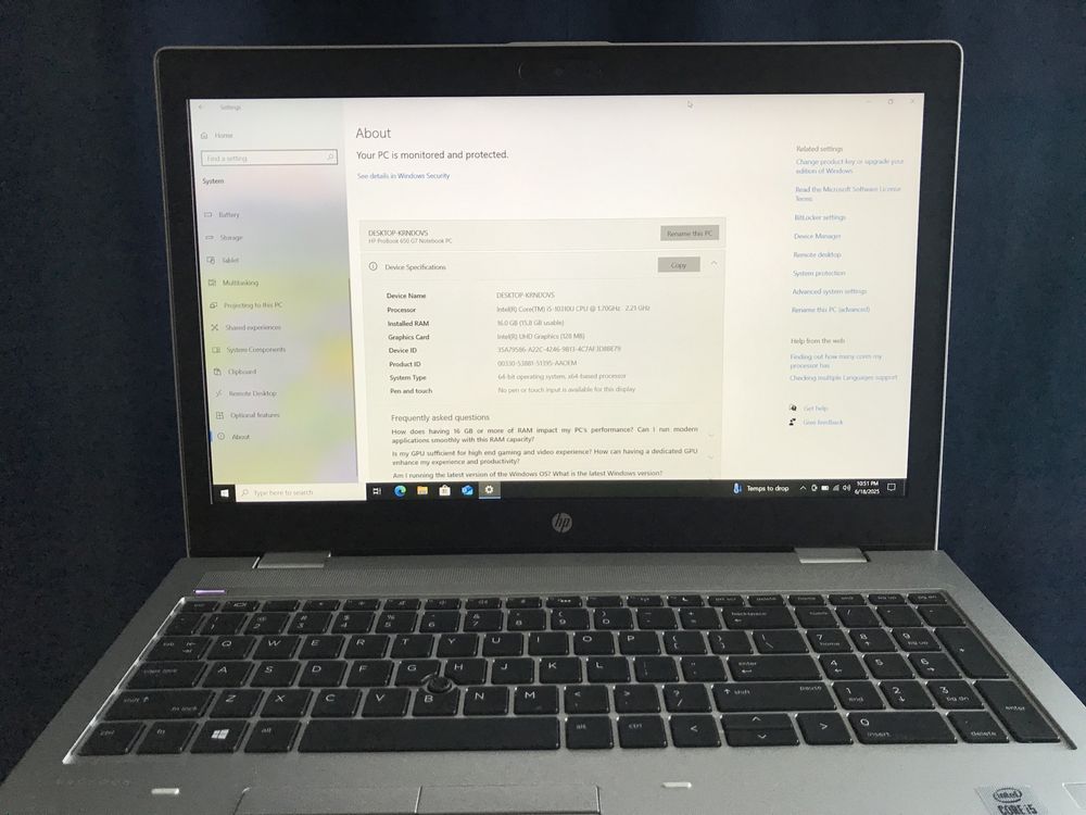 HP ProBook 650 G7-15.6",Intel Core i5-10310U,16GB-DDR4,512GB NVMe-SSD