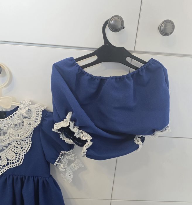 Rochie albastra cu dantela, 1 an ideala pentru Craciun sau sed foto
