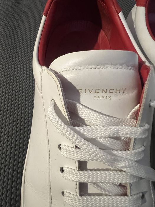 #adidasi Givenchy Urban Street#sneakers alb/rosu , piele naturala