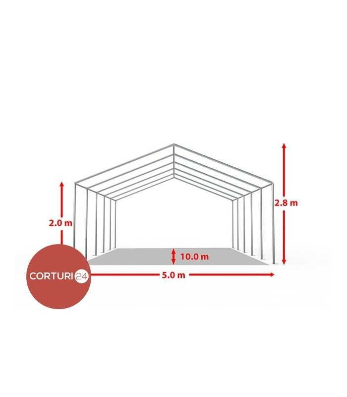 Cort Evenimente Economy, Pvc Rosu-Alb, 5x10 m - Corturi24