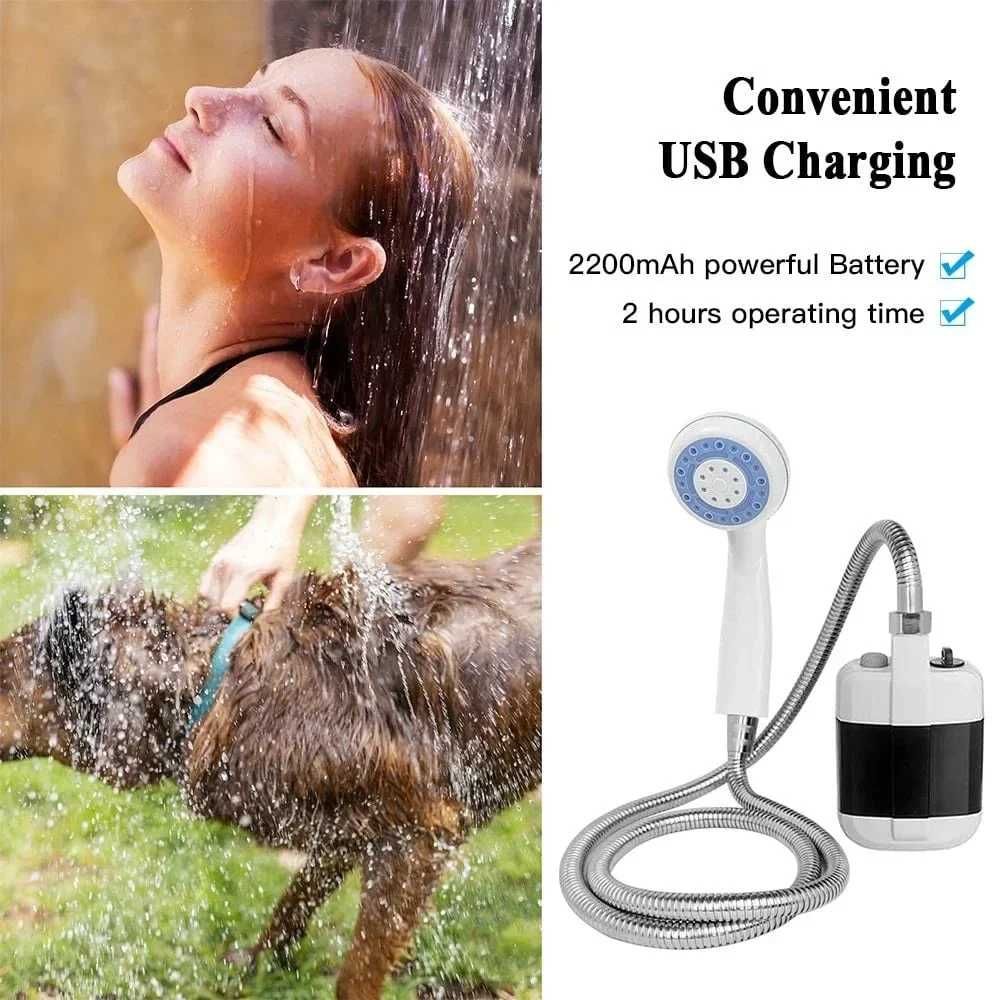 Dus portabil de camping cu robinet incorporat, USB