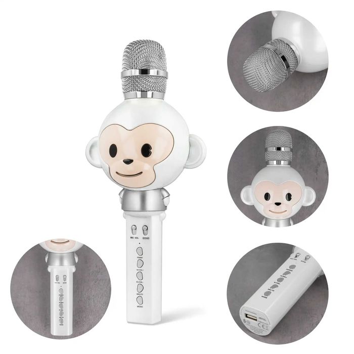 Microfon cu Bluetooth MaxLife Animal MX-100, 5W, alb, 8 ore autonomie