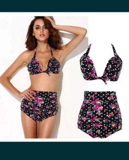 Costum de baie cu talie înaltă