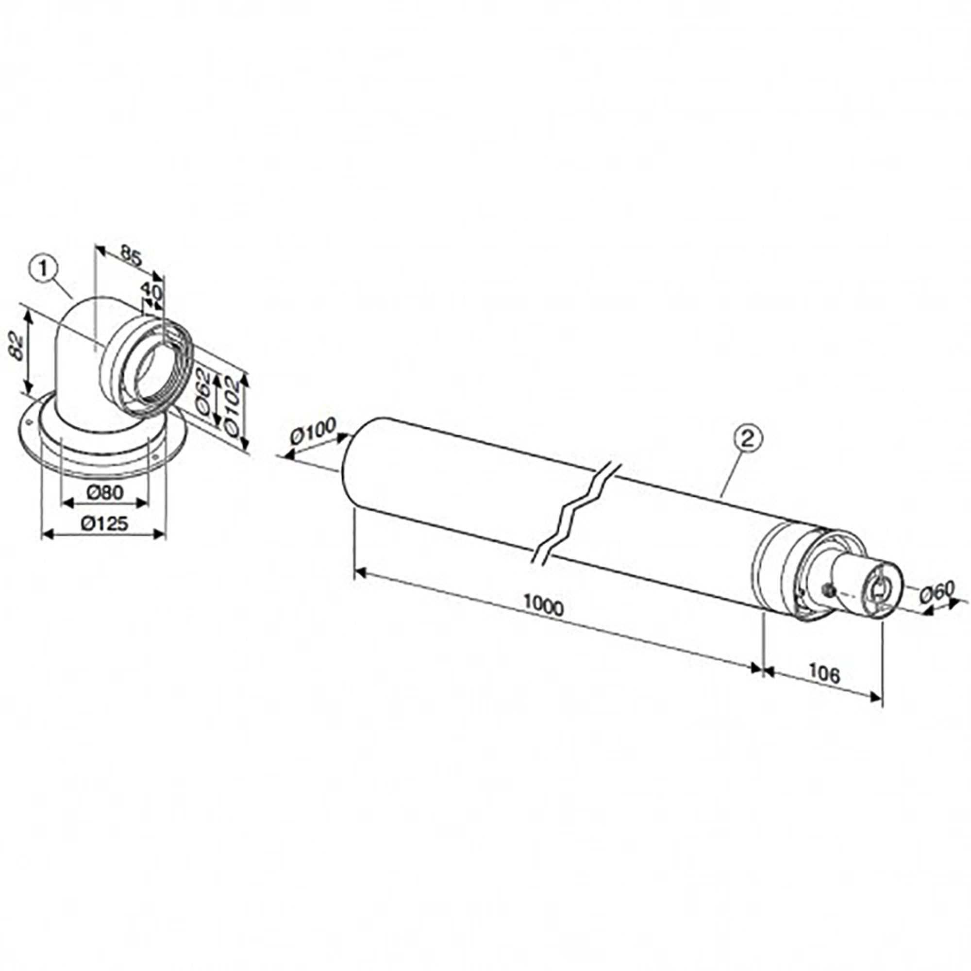 Kit evacuare centrala Bosch Condens 2000w, 2500w, 3000w, 5000WT, 7000W