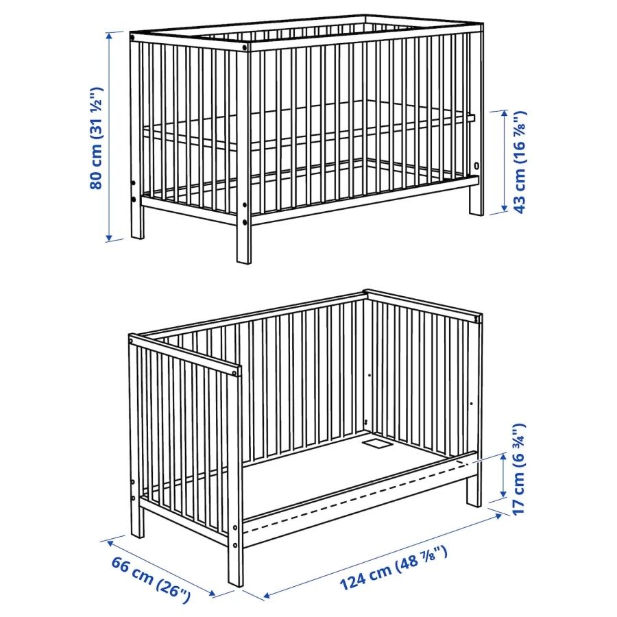 Кровать для новорожденных - IKEA GULLIVER, 60x120 см, белый