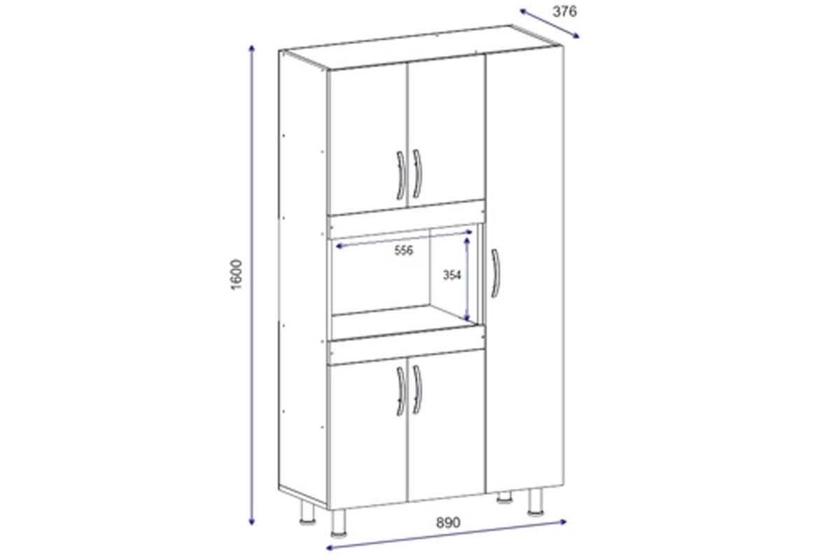 Кухненски шкаф с място за микровълниова Defne в цвят 89x37.5x160см