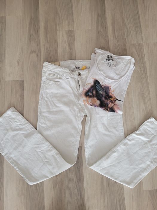 Blugi albi +un tricou marime S