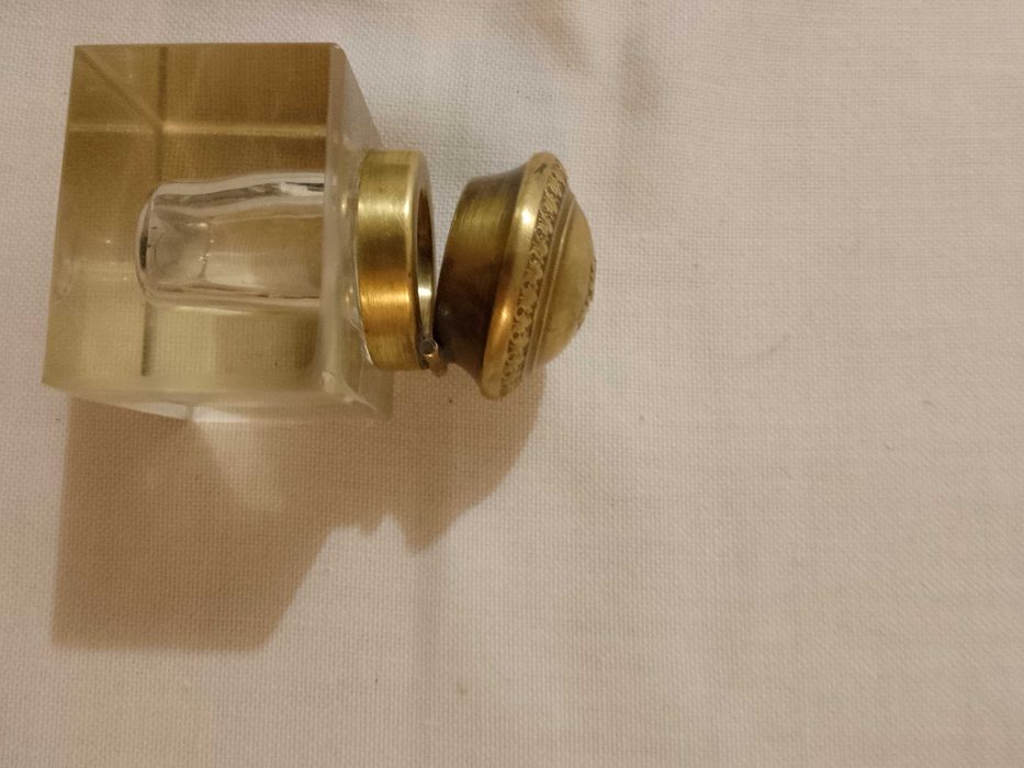 Мастилница кристално стъкло месинг 19 ти век