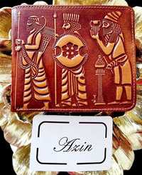 BARBATI idee CADOU portofel PIELE cu model personaje Egiptul Antic PR