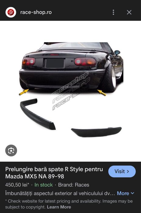 Lip bara spate mazda mx5 Na R style