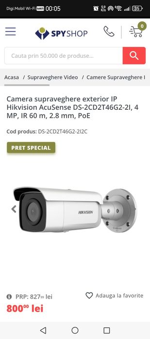 Camera Supraveghere Exterior Hikvision 4MP_IP67_IR 60M_SIGILATA/NOUA