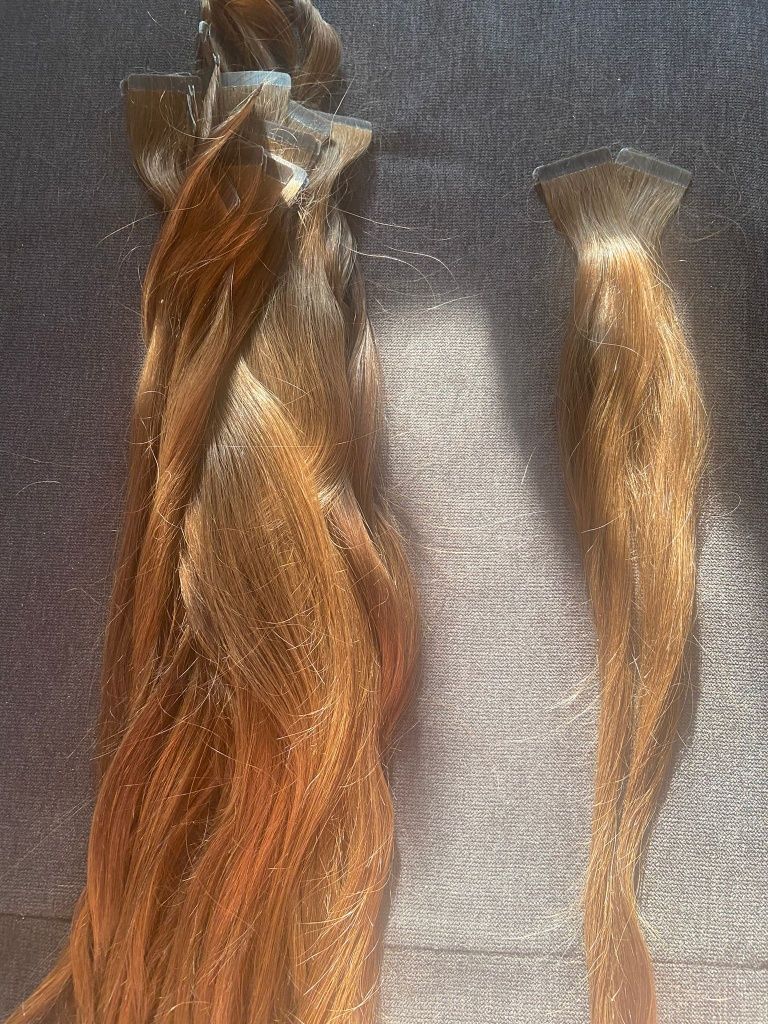 Extensii păr natural cu bandă / castaniu/Sungate/60 cm/40buc