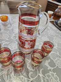 Продам винтажный чешский хрустальный набор графин и 4 стакана