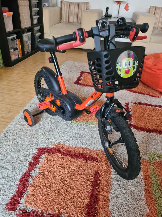 Bicicleta copii BTWIN 14"" 3-5 ani+cos