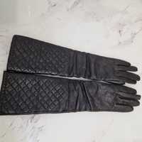 Женские длинные кожаные перчатки