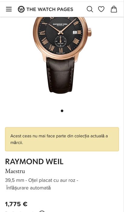 Ceas Raymond Weil Maestru  placat cu Aur