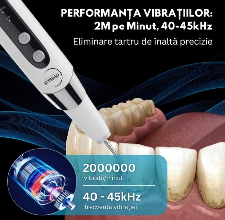 Aparat Detartraj – Nou, 5 Intensități, Rezistent la Apă, 8 Capete