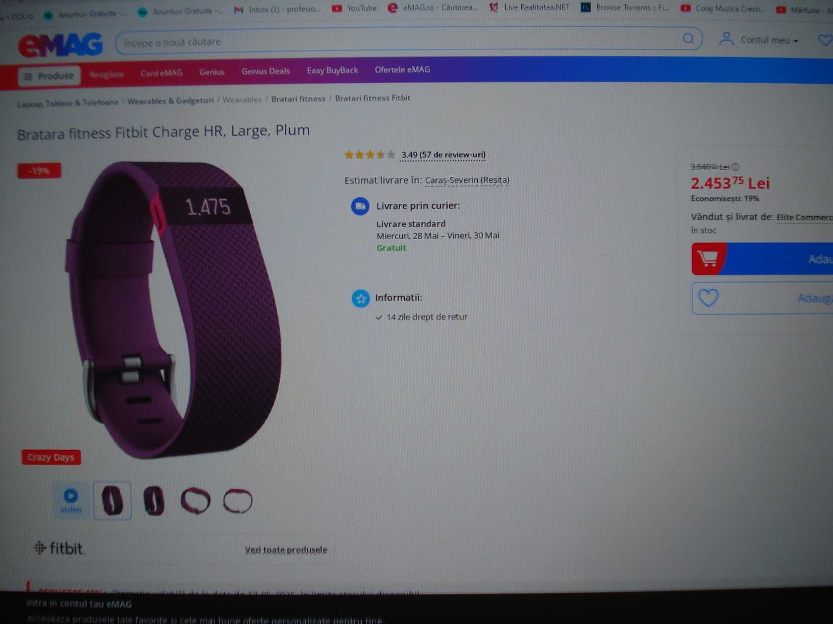 cablu incarcare + usb stick bratara fitbit charge