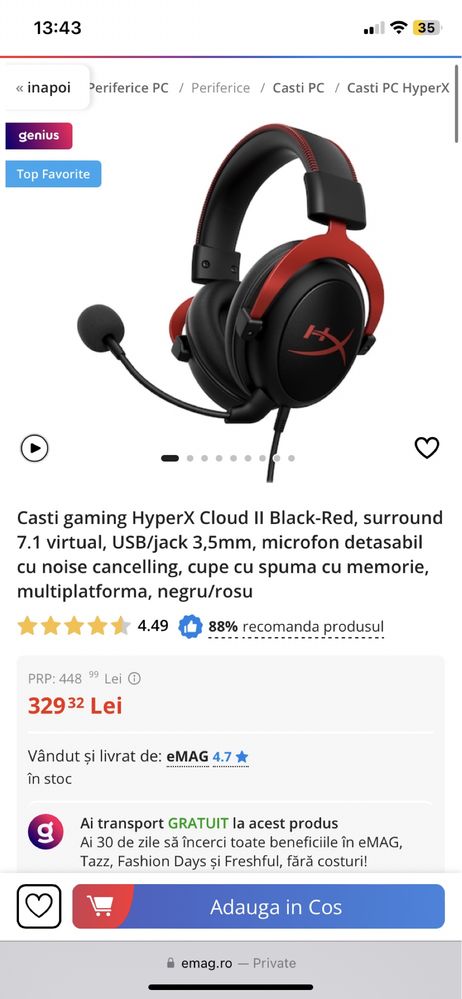 Casti hyperx in stare buna