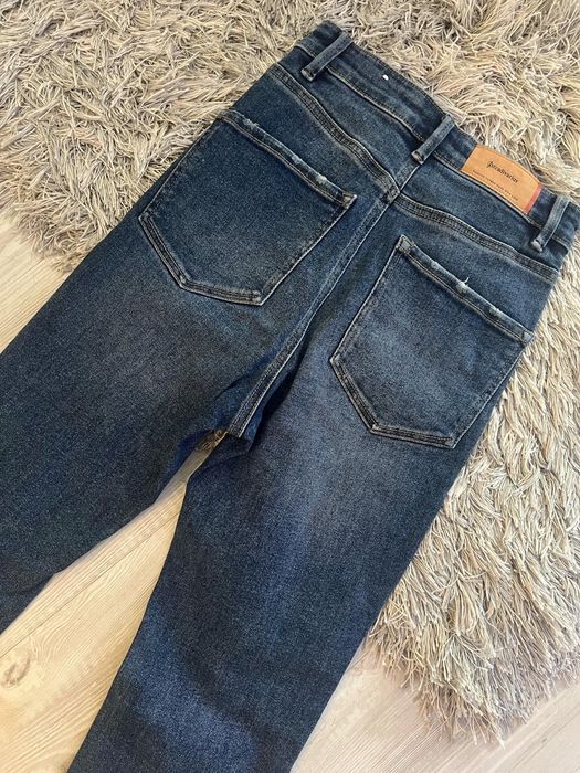 Дамски дънки Stradivarius , Mom jeans , кожен клин