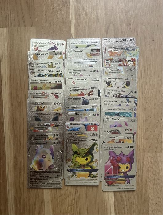 Pokemon - set de 50 cartonase Vmax, hologram, argintii