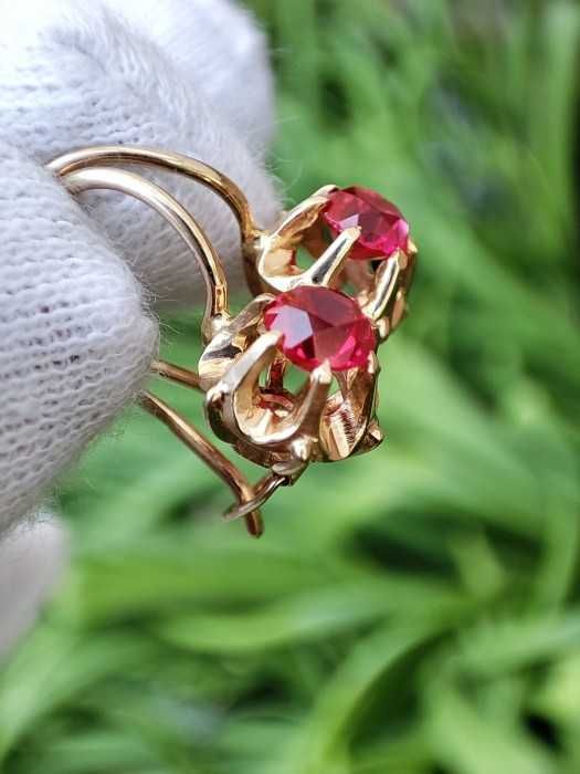 Cercei Aur Tulip 14K 583 Rusia Rusesti Cu Rubelit Aur Rusesc