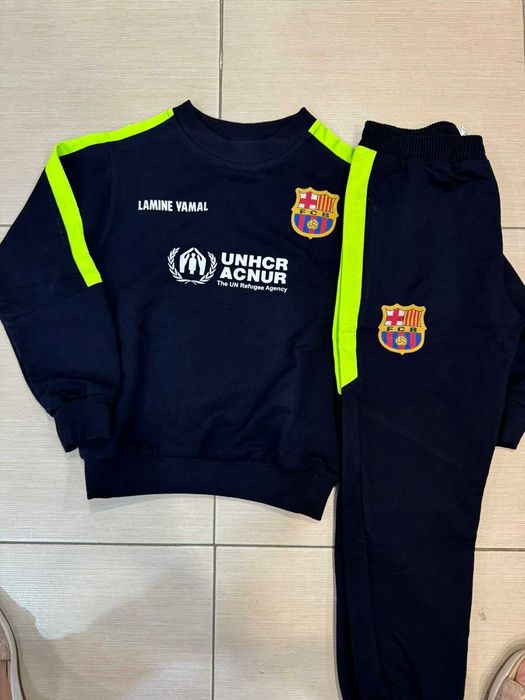 Ямал Барселона детски анцуг комплект с дълга блуза черно електрик