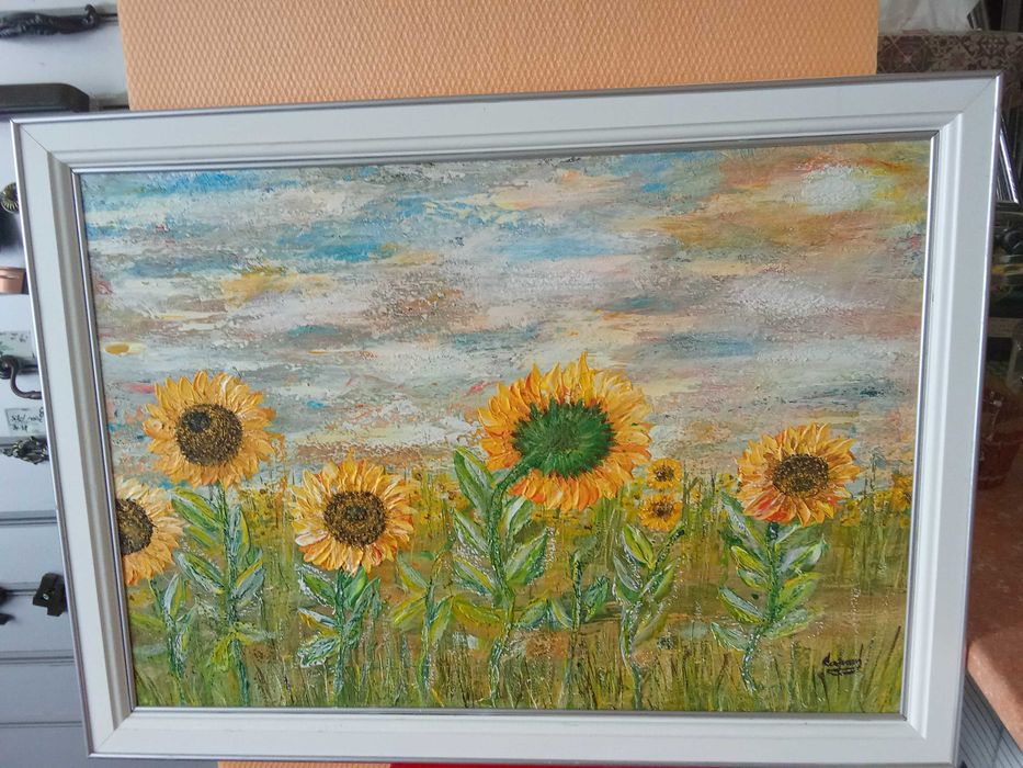 Vând tablou pictat manual in cutit