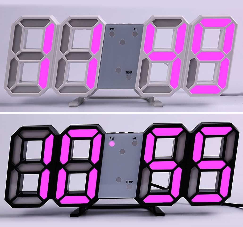 Настолен 3D LED Часовник – час, дата, температура - USB, светещ