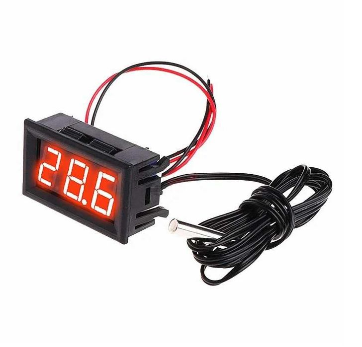 Termometru Digital de panou cu fir si sonda DC12 V Verde/Albastru/Rosu