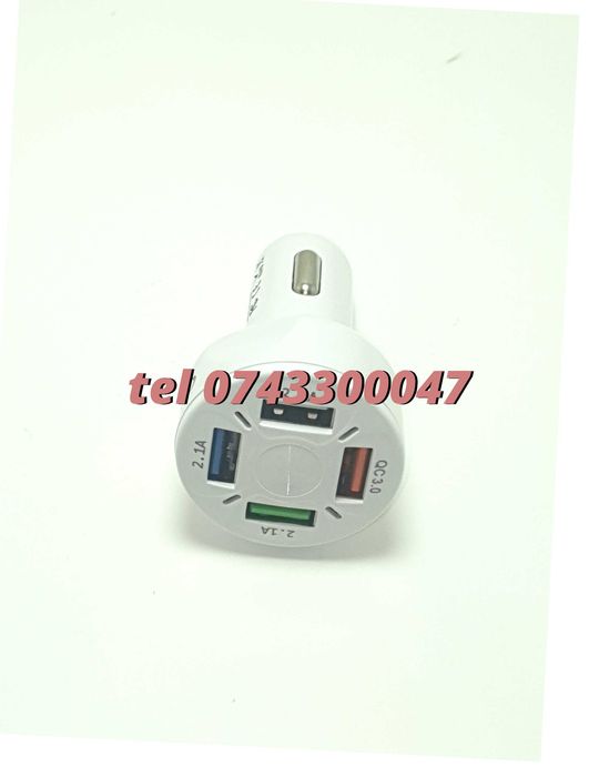 Incarcator Masina Auto 4 Porturi Bricheta Usb Qc Incarcare Rapida