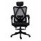Scaun ergonomic negru cu tetieră și suport picioare