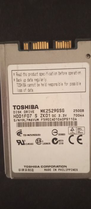 Жесткий диск microsata 1.8 Toshiba 250 GB