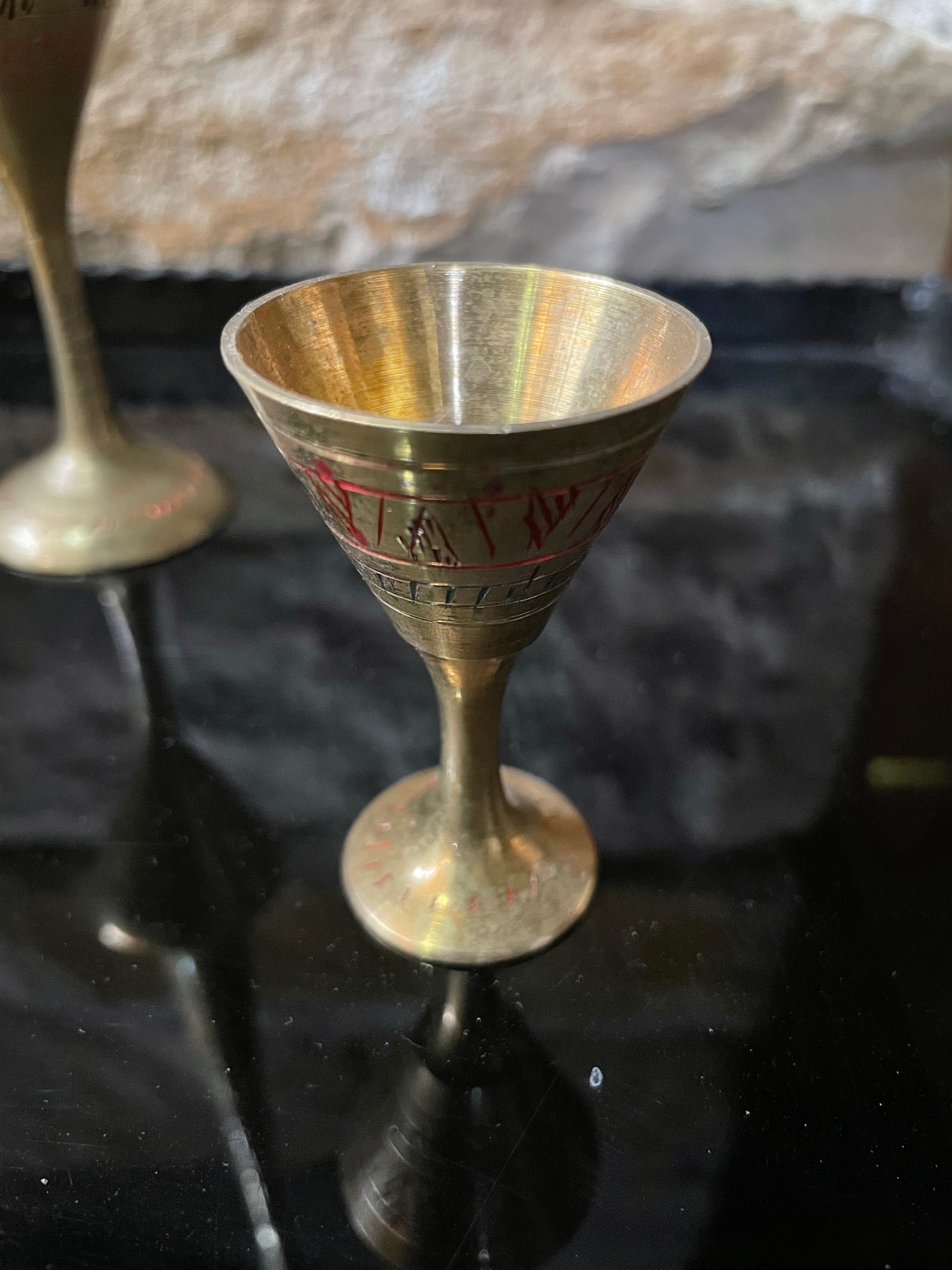 Сервиз антика пълен комплект - 6 чаши, кана, свещник и поднос