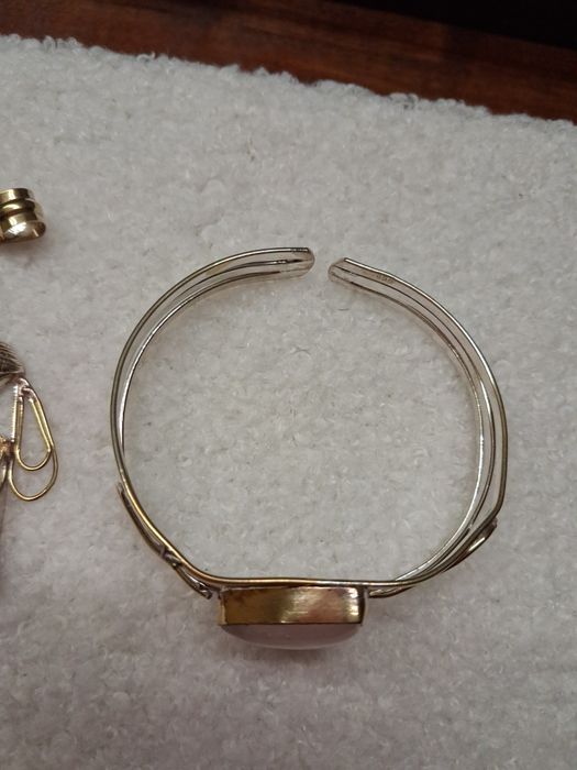 Старинни покребрени гривна и медальон розов кварц