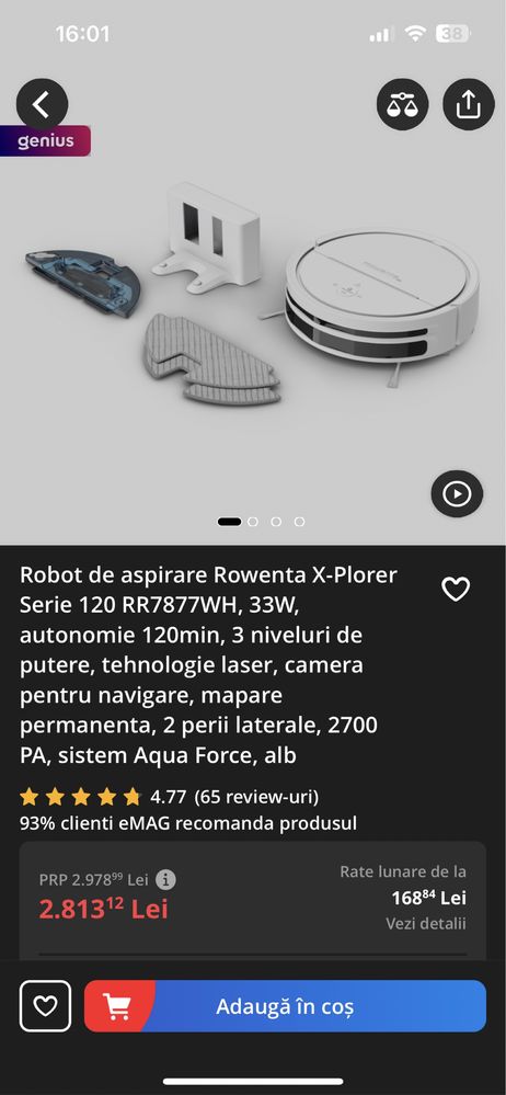 Robot de aspirare Rowenta X-Plorer Serie 120 Garantie!