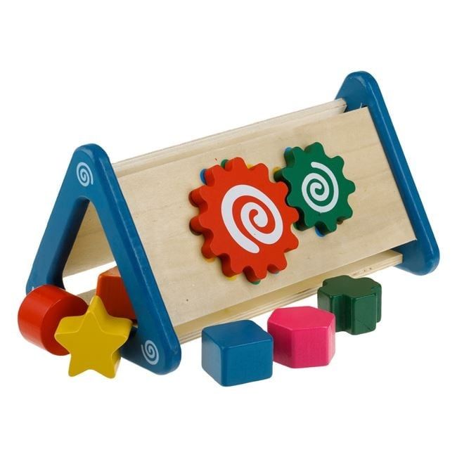 Дървена играчка с геометрични фигури-23.5x14x12.5 см./играчка сортер