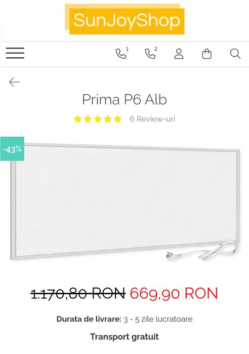 Panou radiant sunjoy 600W