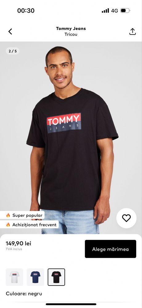 Tricouri Tommy Hilfiger Black Jeans Originale
