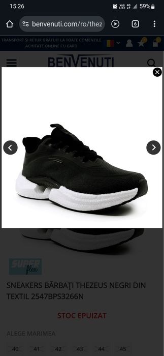 Sneakers bărbați Benvenuti Thezeus negri 41,42 la cutie