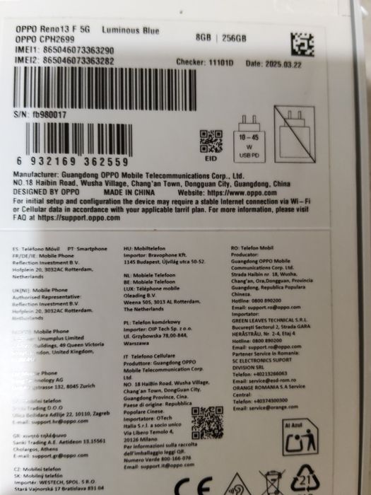 Oppo Reno 13f 5g 256GB