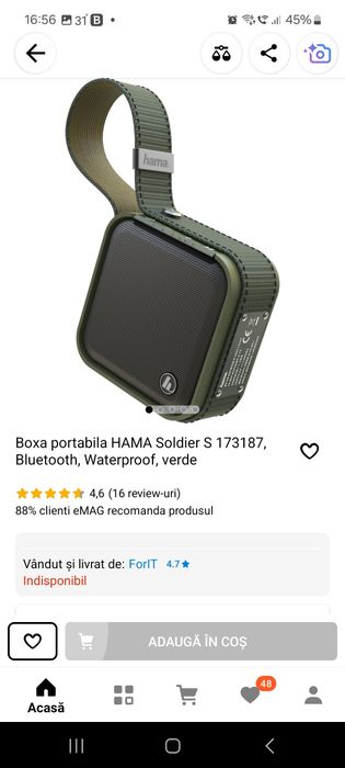 Vand boxa portabila HAMA Soldier S173187, Bluetooth, Waterproof, verde