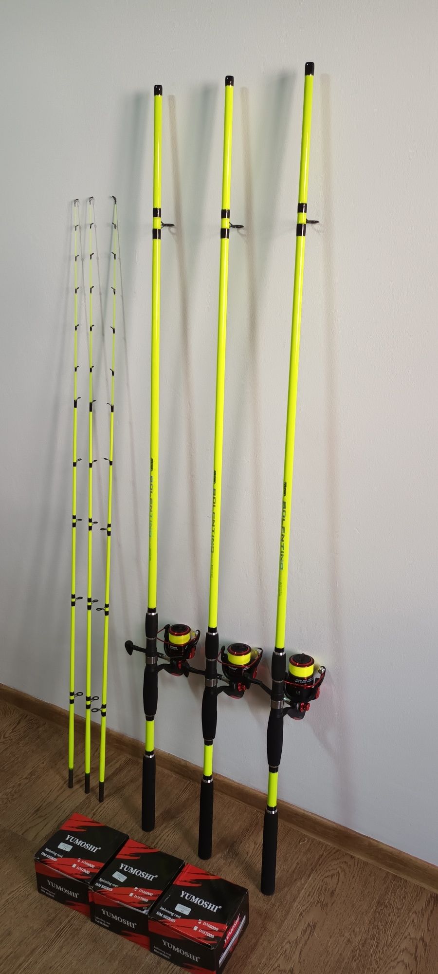 SET 3 Lansete Feeder 3.0m ROBINHAN Bolentino + 3 Mulinete YUMOSHI DM60