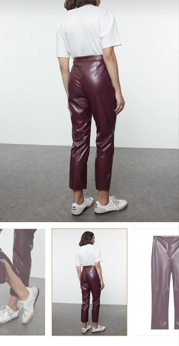 Кожен панталон бордо